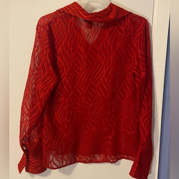Vintage Sheer Red Women’s Button-Down - Picture 2 of 4